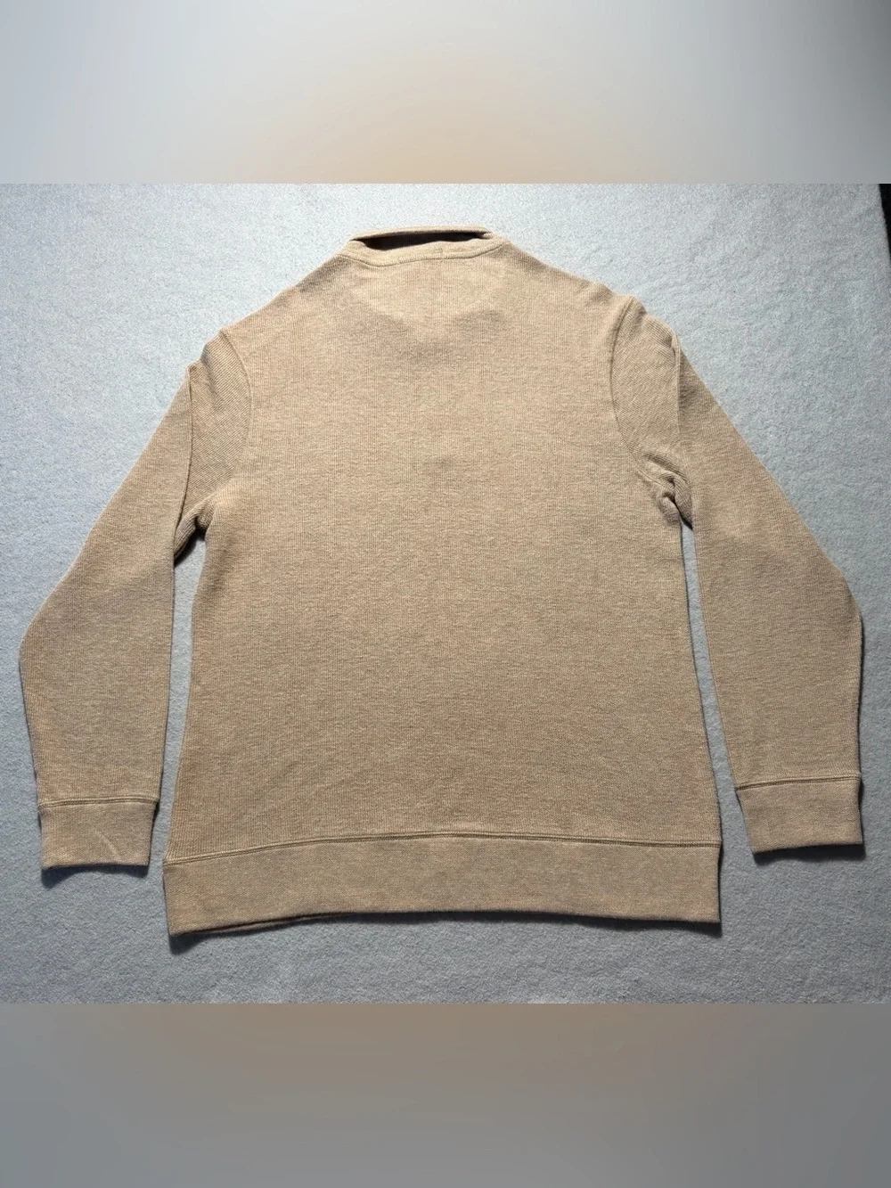 Banana Republic Waffle Knit 1/4 Zip Sweater Mens Large Tan Cotton Pullover NWT